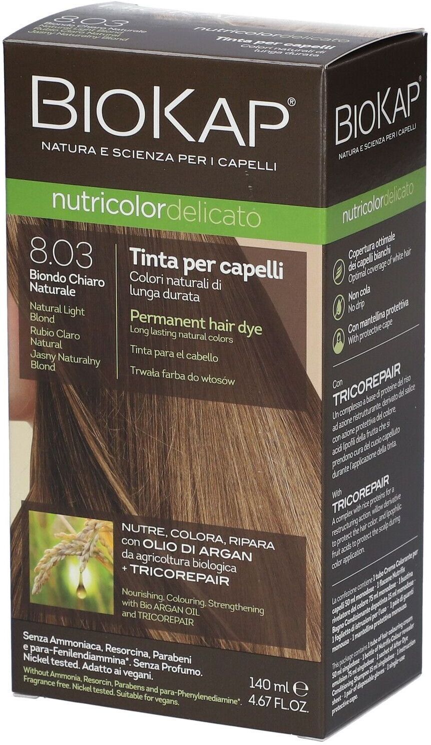 Biokap Nutricolor Delicato Haarfarbe 8.03 Natürliches Hellblond