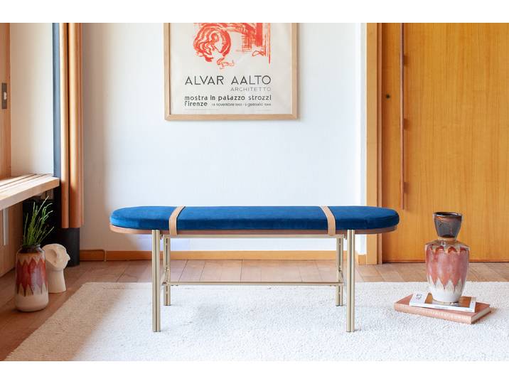 Banc en velours bleu Aurora