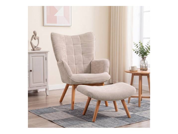 HOMCOM Relaxsessel Ohrensessel, Modern Armlehnensessel, Lesesessel, Schlafzimmer (Ohrensessel, 2-St., Polstersessel), mit Cord-Optik