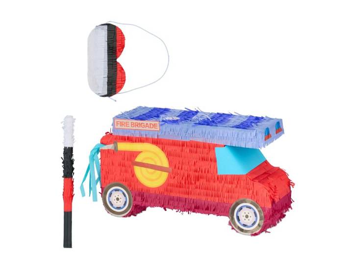 Relaxdays Piñata brandweer met stok en blinddoek