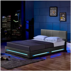 HOME DELUXE LED Bett ASTEROID - 140 x 200 cm Dunkelgrau