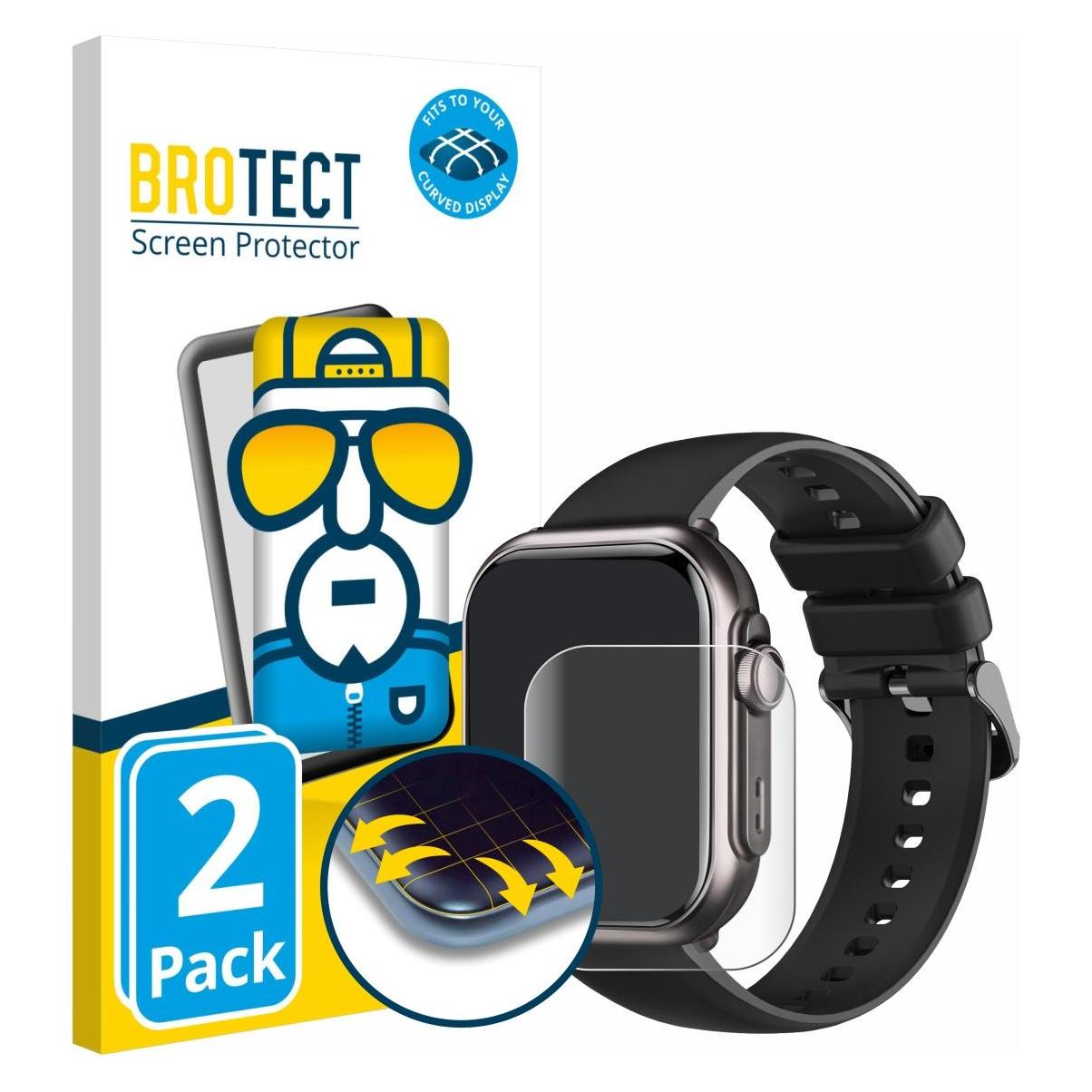Brotect Fullscreen für Fosmet Smartwatch 1.83" Schutzfolie Displayschutz Folie Klar Transparent (5160622)