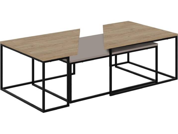 CALICOSY - Set 3 Couchtische mit Metallfüßen - TITAN