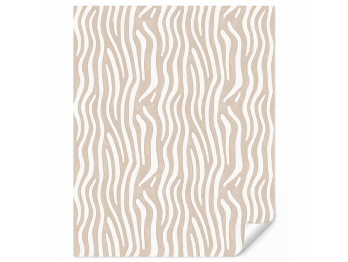 OnlyWow Tapete - Abstrakt - Zebra - Beige - 180x200 cm, Papier, Rechteckig, 180x200 cm, Tapeten & Wandverkleidungen, Vliestapeten