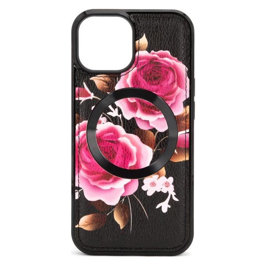 Evelatus iPhone 15 Leather Case Zipper Design Flower (Apple iPhone 15) (EVEAPP15LZDB)