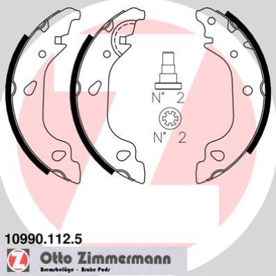 Zimmermann Bremsbackensatz 109901125 Hinterachse Für Fiat