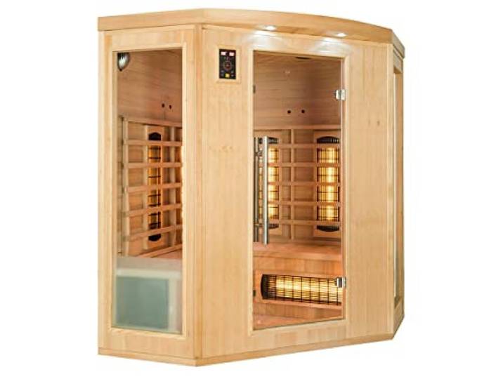 France Sauna - SN-APOLLON-Q3C - Sauna Infrarouge Apollon - Bouton on/Off - Purification de la Cabine par Ioniseur - Chromothérapie 7 Couleurs - 3/4 Places