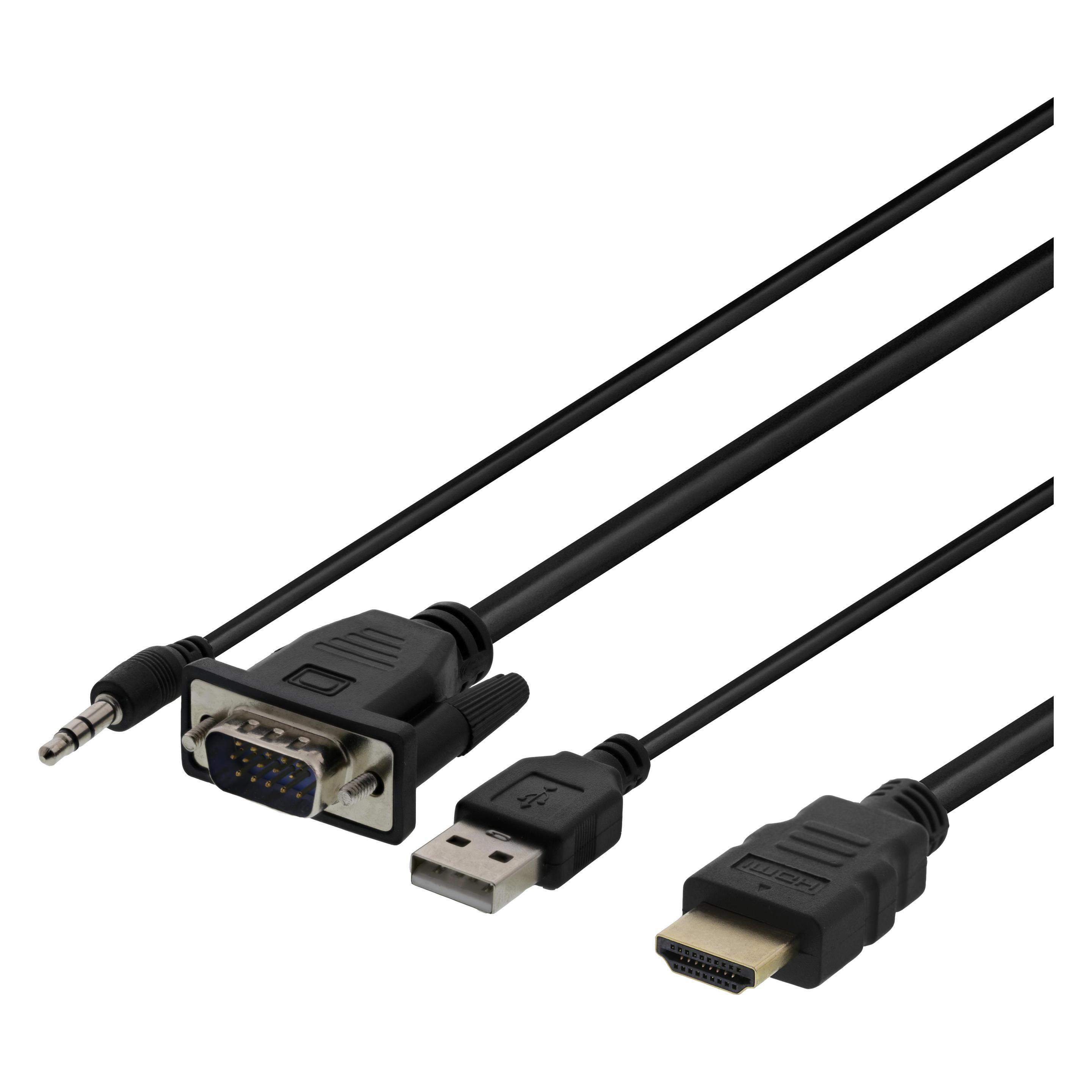 Deltaco VGA-Audio - HDMI-Kabel, VGA (2 m) (VGA-HDMI17)
