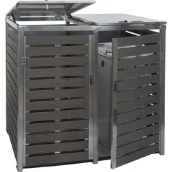2er Mülltonnenverkleidung MCW-K14, Mülltonnenbox, 119x134x84cm WPC Edelstahl 78kg ~ anthrazit