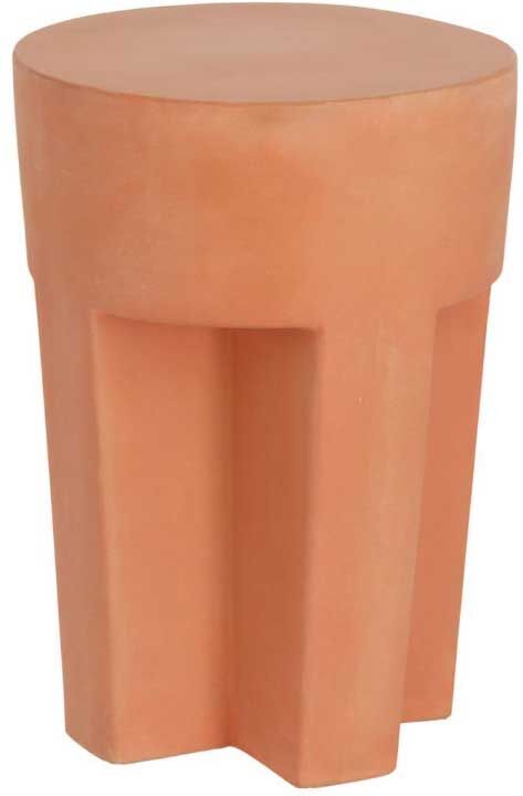 Pharao24.de Runder Outdoor Beistelltisch aus Keramik Terracottafarben