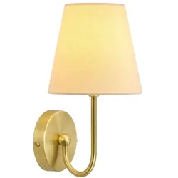 Relaxdays Wandlampe Stoff & Metall Creme,Gold