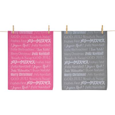 Geschirrtuch PAD "BOUONNATALE", bunt (pink, grau), B:50cm L:70cm, Geschirrtücher, Geschirrtuch, Weihnachtsdesign „Bouon Natale“ für elegante Akzente