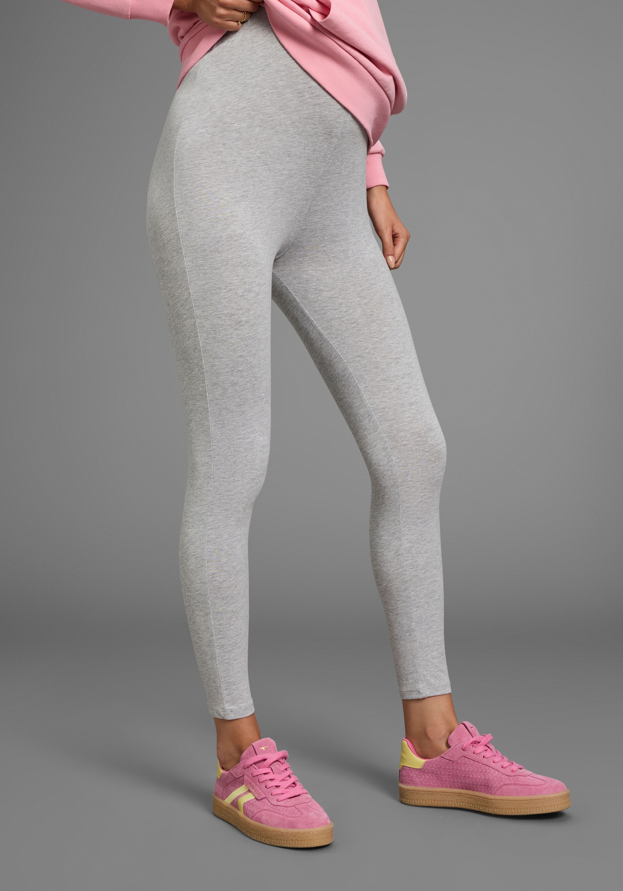 Umstandshose NEUN MONATE "2 Stück Umstands-Hosen für Schwangerschaft und Stillzeit", Damen, Gr. 44/46, N-Gr, blau (marine, graumeliert), Jersey, Obermaterial: 95% Baumwolle, 5% Elasthan. Obermaterial Melange: 57% Baumwolle, 38% Polyester, 5% Elasthan, meh