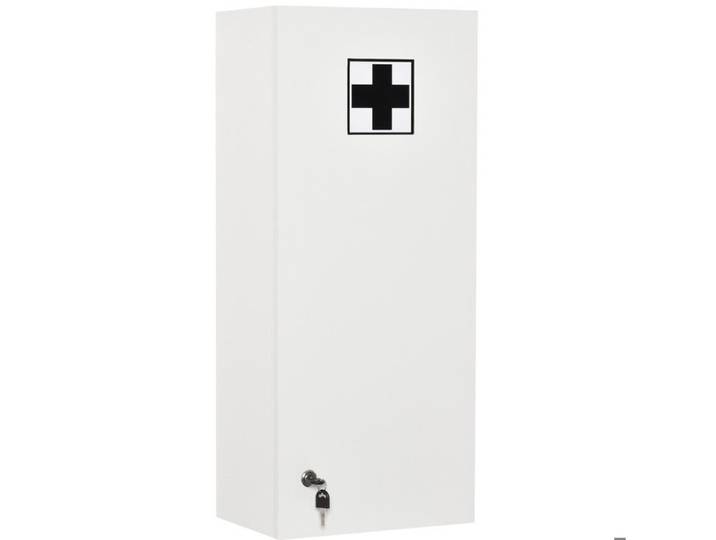 Armoire à médicaments murale blanche en panneau de particules 30 x 20 x 70 cm avec serrure et étagères réglables