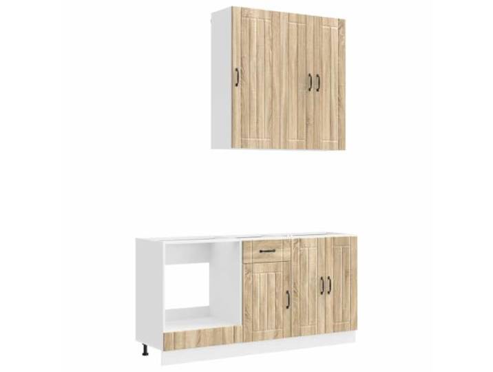 IBUQDDV Kücheneinheit Lucca 5 STK. Sonoma-Eiche Holzwerkstoff Moderne Küchenzeile,Unterschränke mit höhenverstellbaren Füßen,wandfeste Installation,Stauraum