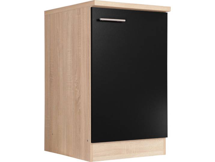 Spülenunterschrank, Eiche Schwarz, 50x84.8x60 cm, Metall, Seitenverkehrt Montierbar, Küchen