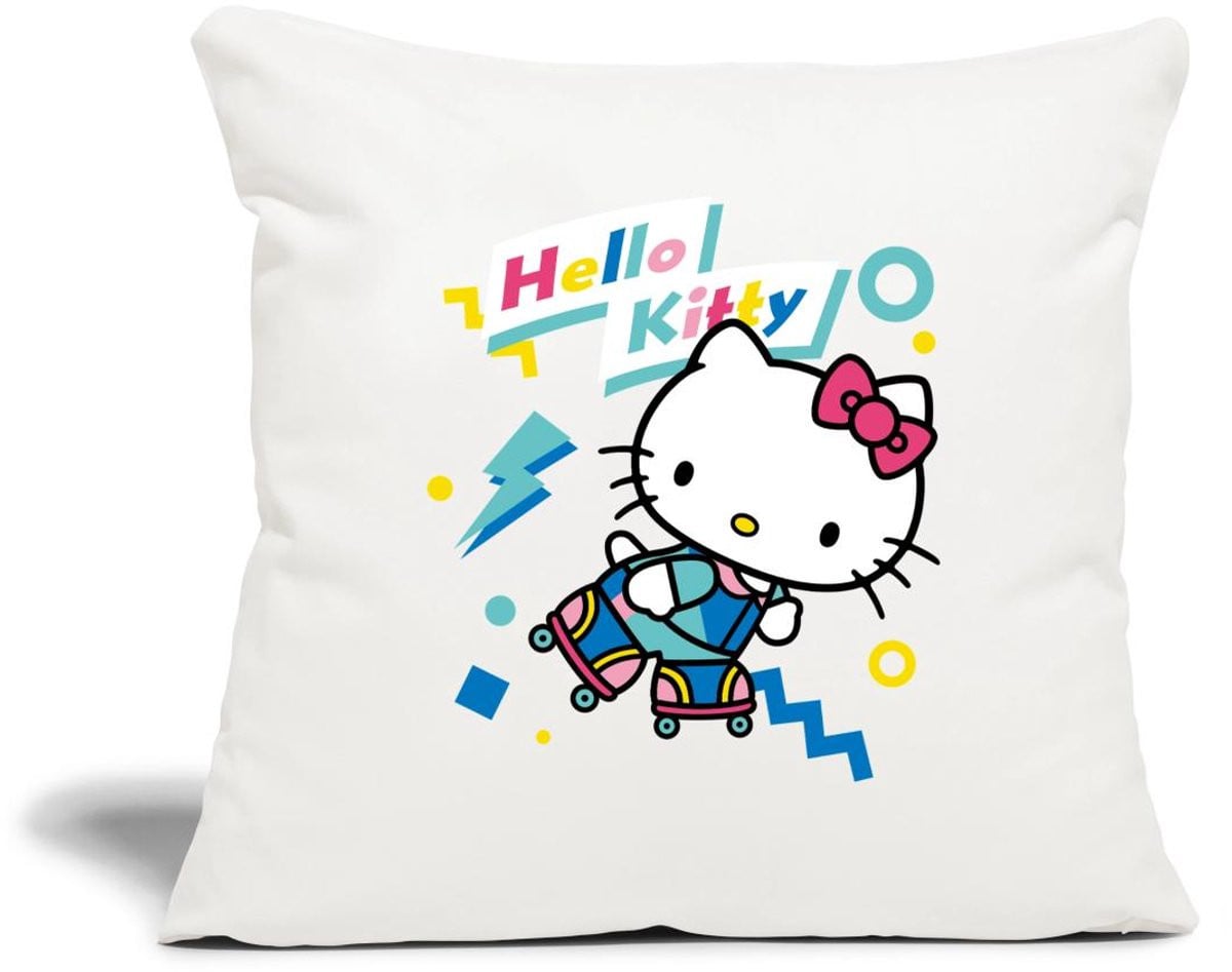 Spreadshirt Hello Kitty Jaren 90 Stijlen Met Rolschaatsen Sierkussenhoes voor volwassenen, 45 x 45 cm