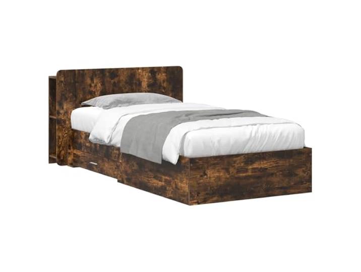 RJPLMFV Bettgestell mit Stauraum, 75 x 190 cm, Eiche Langlebiges Holz, integrierte Schubladen und Regale, modernes Design, einfache Montage, einfache Wartung