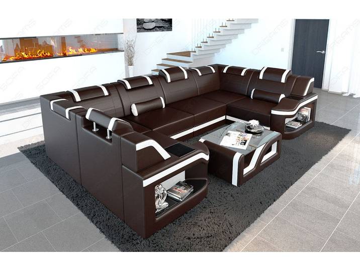 Designsofa Padua U-Form aus Leder