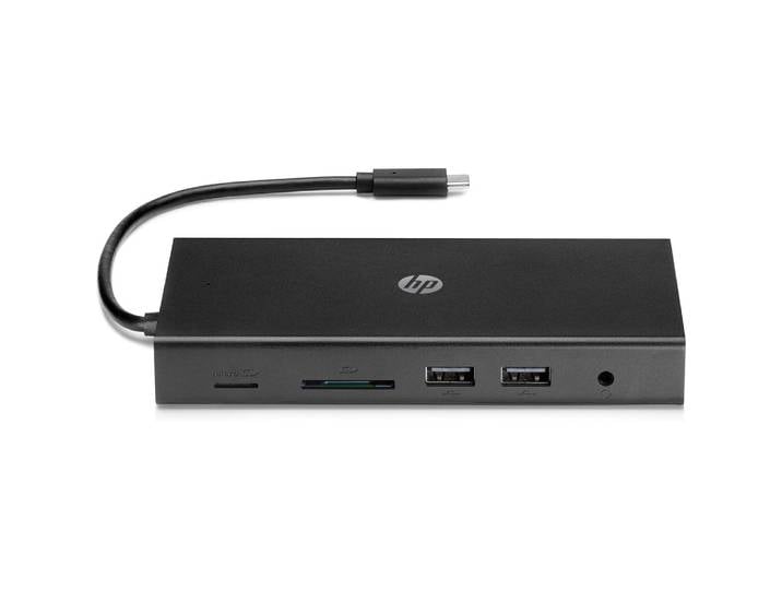 HP Concentrateur de voyage multi-ports USB-C, Avec fil, USB 3.2 Gen 1 (3.1 Gen 1) Type-C, 10,100,1000 Mbit/s, Noir, MicroSD (TransFlash), SD, Chine 1C