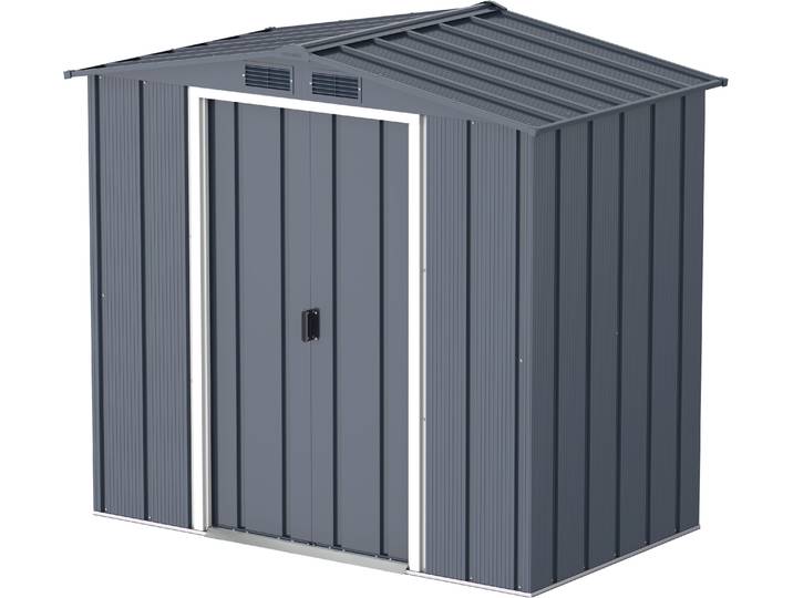 Gartenhaus VCM Metall Gerätehaus 202x113 Gartenhaus Schiebetüren , schwarz (anthrazit), Gartenhäuser, Gartenhaus