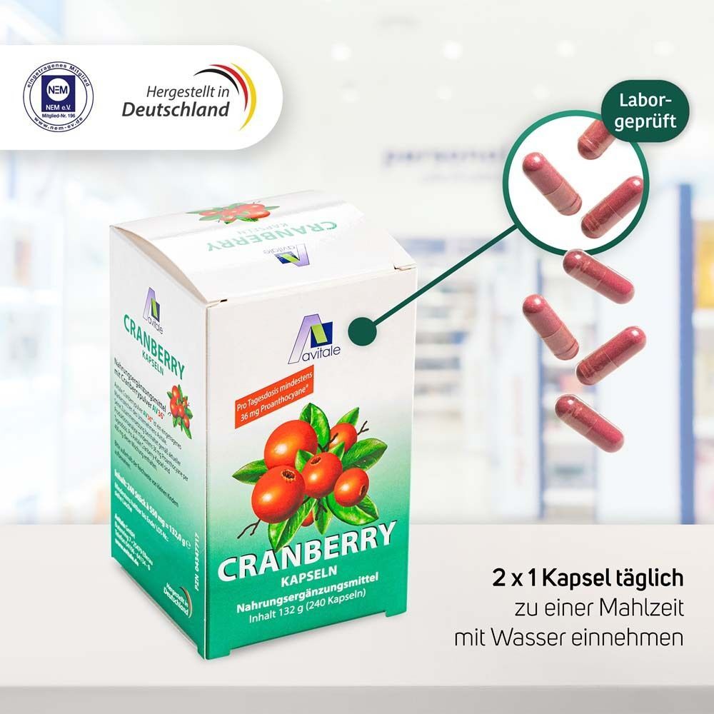 Avitale Cranberry Kapseln 400mg mit Original Extrakt 240 St 240 St Kapseln