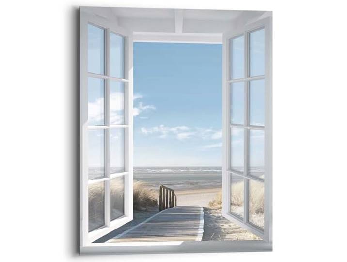 REINDERS Wandbild, Fensterblick Nordsee, Home Office, Bilder, Wanddeko, Room Decor, MDF, Blau, 50 x 40