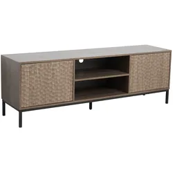 Oviala Business Rechteckiger TV-Schrank mit 2 Türen, L160 cm, dunkles Holz