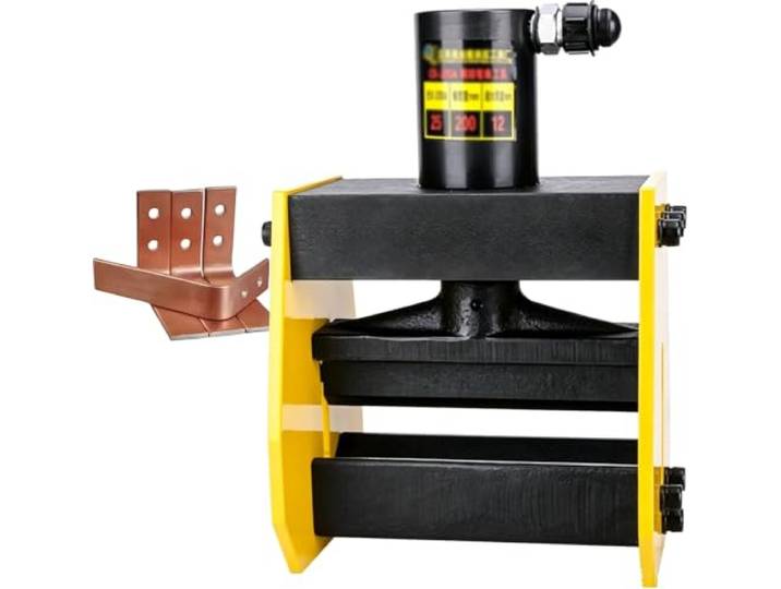 Hydraulische Stromschienenbiege- und -schneidemaschine (20 Tonnen) mit Winkelanzeige, max. 200 mm Breite, max. Dicke 12 mm für Aluminium und Kupfer, 8 mm für Eisen, Hochleistungs-Stromschienenwerkzeug
