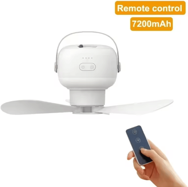 Uplift Curations Rechargeable Portable Ceiling Fan With Remote Control And LED Lighting For Outdoor Camping xy74 7200mah