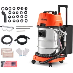 VEVOR Walnuss Strahlgerät 30 L, Sandstrahlgerät 1600 W, Sandstrahlanlage zur Entkohlung von Ansaugkrümmern & Ventilen, Sandstrahler inkl. 2,5 kg Walnussschalen & 23 Adapter