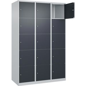 CP-Möbel Schließfachschrank Classic Plus anthrazit, 15 Fächer, Stahl, 120 x 185cm, mit Zylinderschloss