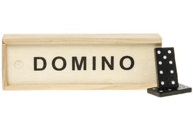 Goki Domino spel met houten kistje B/D/H: 15 x 15 x 3 cm