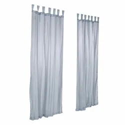 Relaxdays Vorhänge mit Schlaufen, 2er-Set, Voile, halbtransparente Gardinen, einfarbig, Polyester HxB 245x140 cm, silber
