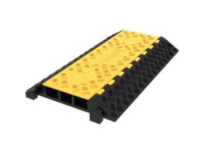 VEVOR Rampe de Protection de Cable 3,3 tonnes Rampe de Cache-Cable 3 Canaux Passe Cable Sol Protecteur de Cable Sol Goulotte Passe Cable Couvre Cable pour Parking Entrepôt Concert Hôtel Scène 94,5x50x8 cm