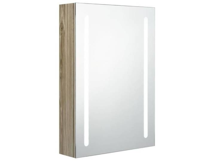 Armoire de salle de bain - KIMISS - Miroir LED Chêne - 50x13x70 cm - 3 étagères - Montage mural