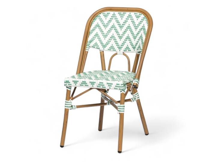 Chaise de terrasse ALMA - Tressage vert et blanc