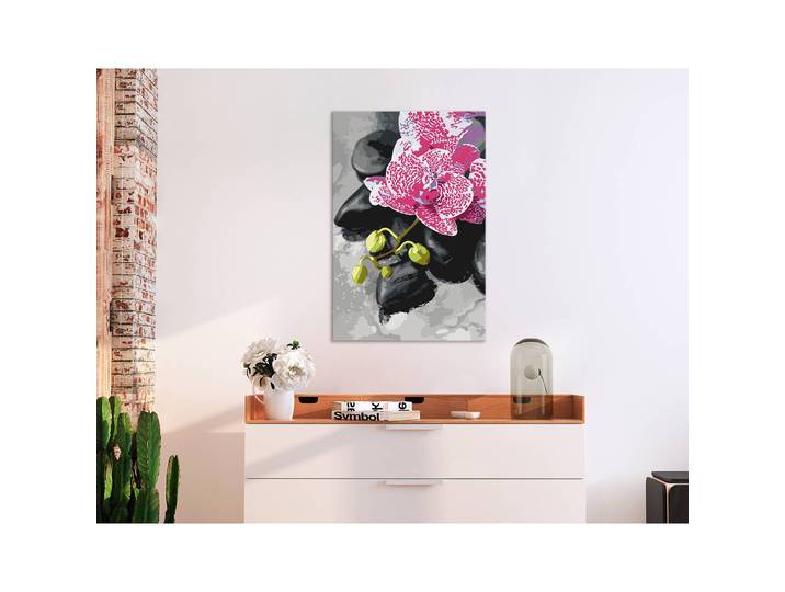 Malen nach Zahlen - Rosarote Orchidee Leinen Pink 40 x 50cm