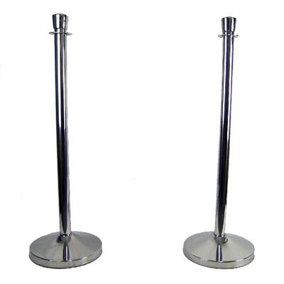 Airbrush-City 2x Absperrpfosten Silber D320mm mit Krone - D51x1000mm Absperrständer Abgrenzungsständer