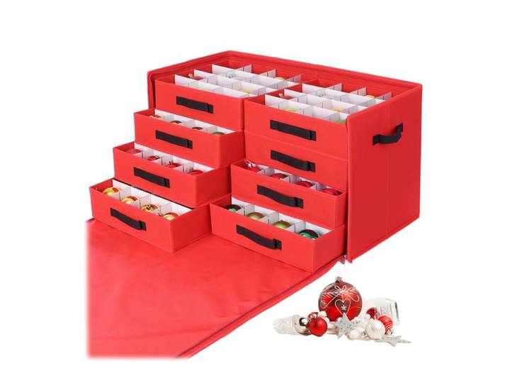 Relaxdays Kerstballen opbergbox met lades