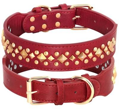 Uplift Picks Spiked Leather Dog Collar For Strong And Stylish Dogs red xl