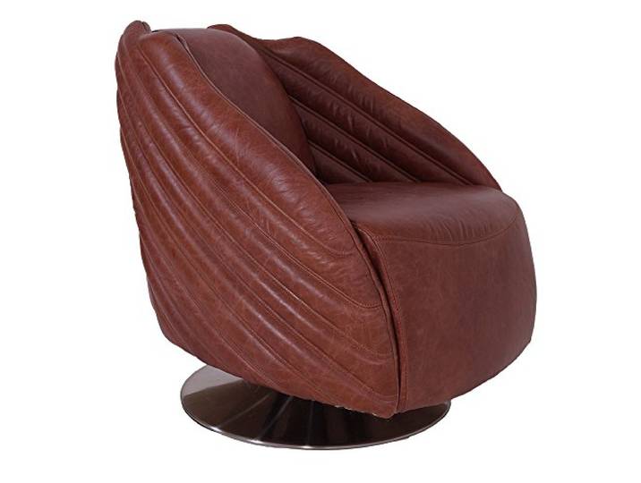 Designsessel Wings Vintage Leder Chrom Mocca Brown Echtleder Sessel