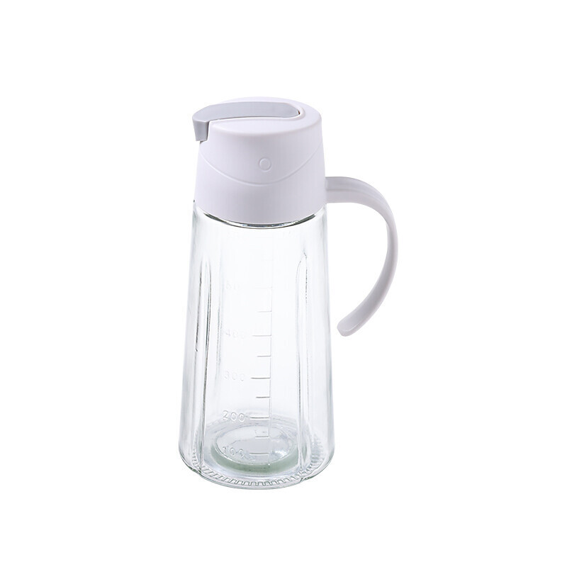 BJ Automatische Glazen Oliefles en Azijnpot met Aroma Dispenser, Wit, 630ml