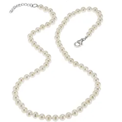 Zeeme Pearls Collier 925 Silber rhodiniert mit Süßwasserzuchtperlen in weiß
