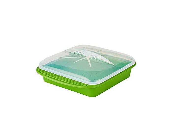 Mastrad F69288 XL Minute Crackers - Flexibel en anti-aanbaklaag - Bewaart voedingsstoffen uit uw voedsel - gezond koken - ovenbestendig en magnetronbestendig - BPA siliconen - 2 liter inhoud - groen