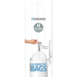 Brabantia Müllbeutel Perfectfit H, 50-60 Liter, mit Zugband, weiß, 10 Stück