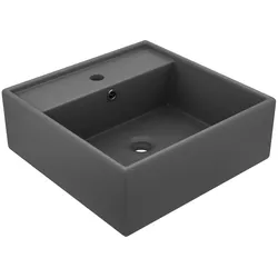 vidaXL Luxus-Waschbecken Überlauf Quadratisch Matt Dunkelgrau 41x41 cm