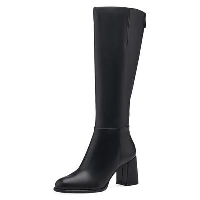 Stiefel TAMARIS, Damen, Gr. 37, XS-Schaft, schwarz, Lederimitat, unifarben, Schuhe Stiefel, Langschaftstiefel mit Vario-Schaft durch Reißverschluss an der Wade