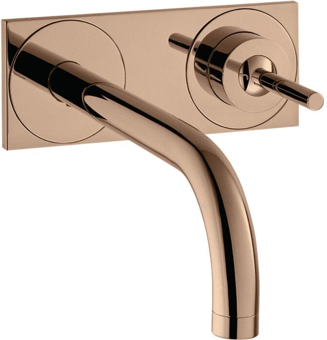 Hansgrohe Axor Uno Fertigmontageset 38112300 Unterputz-Waschtischarmatur, Pin-Griff, Platte, Ausladung 165 mm, polished red gold