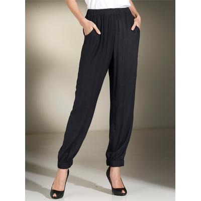Haremshose CLASSIC BASICS, Damen, Gr. 22, Kurzgrößen, schwarz, 100% Viskose, unifarben, lang, Hosen Haremshose